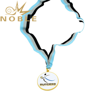 Color Filled Gold Medal With Sublimation Ribbon