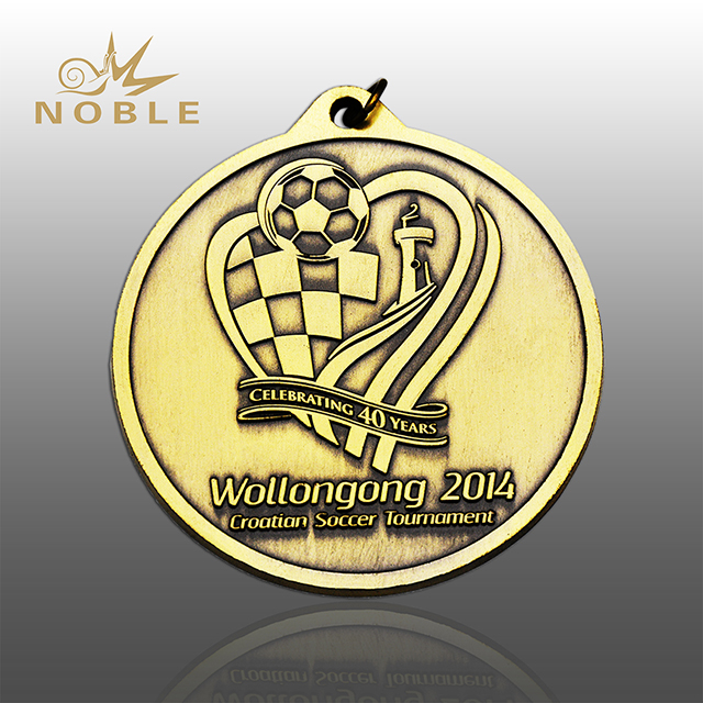 Antique Gold Metal Soccer Medal