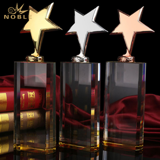 Gold Silver Bronze Star Award With Crystal Base