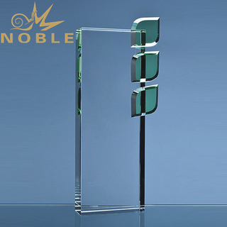 Crystal Green Leaf Plaque Trophy