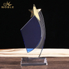 Blue Crystal Trophy With Metal Star