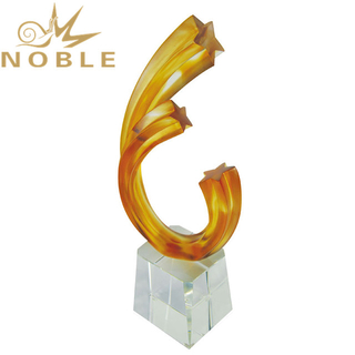 Best selling Art Glass Star Trophy with clear crystal base 