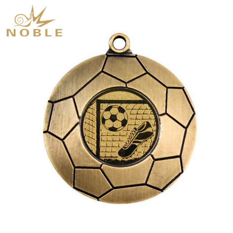 NB-MD1025---081 Domed Football Medal (1in Centre) - Antique Gold 2in