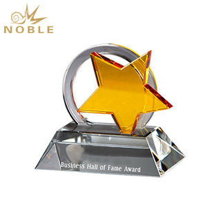 Crystal Star Award with Yellow Star on The Top
