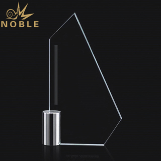 Noble Custom Engrave Blank Crystal Plaque Award with Metal Base