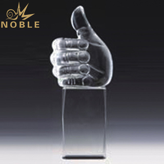 Blank K9 Corporate Crystal Thumb Up Award