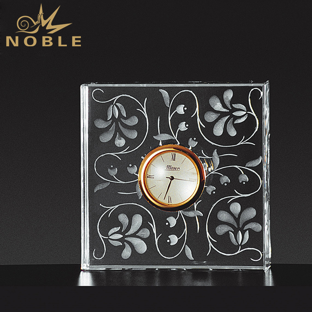 Engraved Logo Crystal Desktop Clock