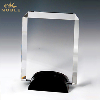 Blank Crystal Shield Award With Black Base