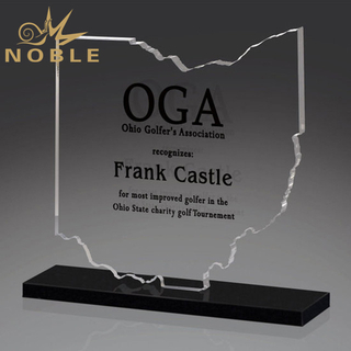 Custom Made Ohio Starphire Map Crystal Award