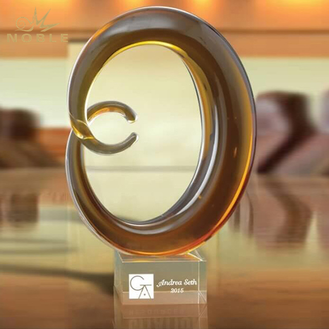 Amber Moon Art Glass Sculptue