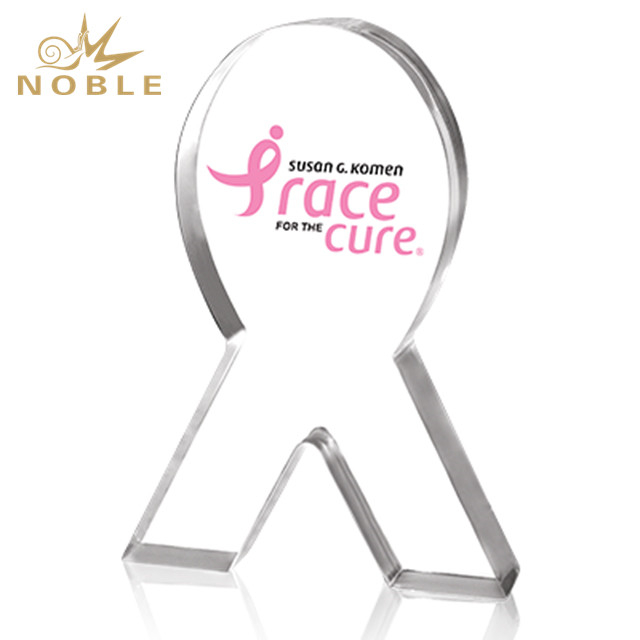 Clear Ribbon Crystal Corporate Trophy