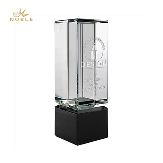Clear Crystal Block with Black Crystal Base