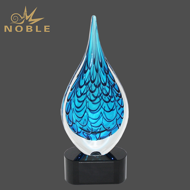 Hand Blown Pacific Blue Raindrop Award