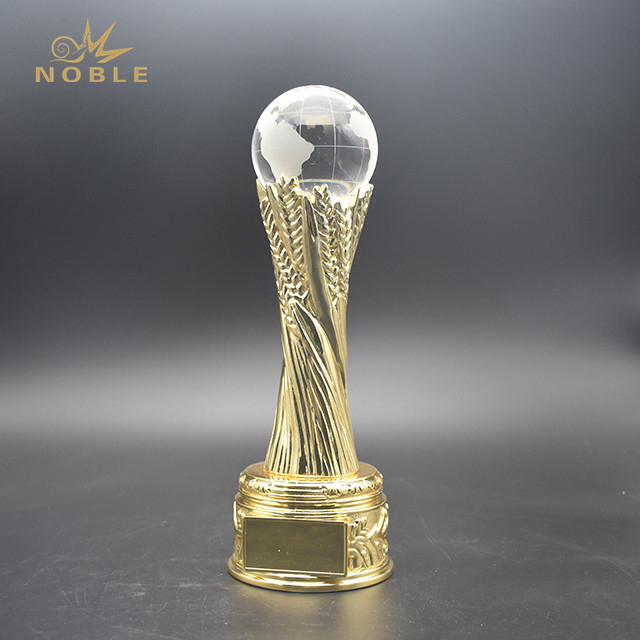 Gold Metal Trophy with Crystal Globe