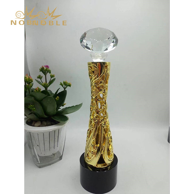 Gold Metal Trophy Award with Diamond