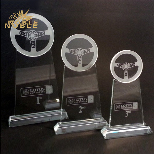 361---2A-AFA005 Glass Steering Wheel Trophy 20.5 24.5 28.5cm