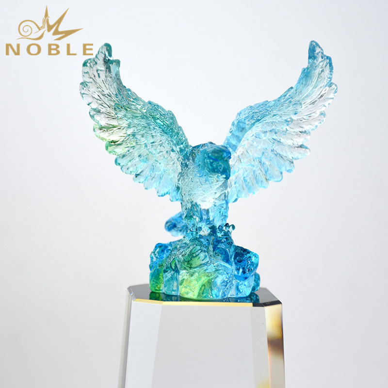 Colorful Art Glass Eagle Trophy