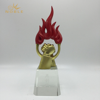 Metal Flame Shaped Trophy with Base
