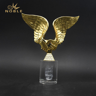 Metal Eagle Trophy Award with Cube