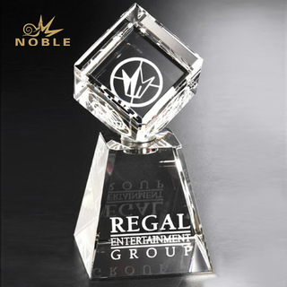Custom Engraved Award Corporate Cube Crystal Trophy