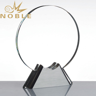 High Quality Crystal Round Plaque with Aluminum Base