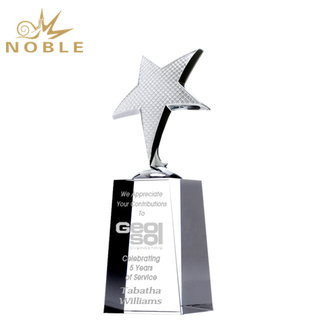 Noble custom design high quality metal star trophy with crystal Base