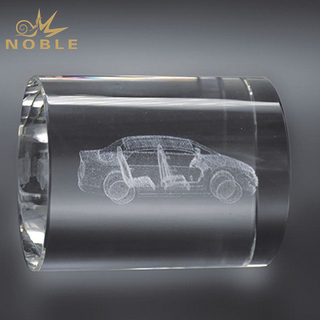Round Crystal Cube With Laser Engraved Car