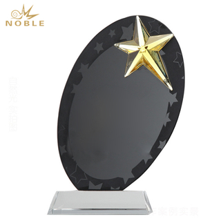 Black Crystal Award With Gold Metal Star