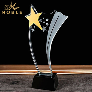 Unique Wisdom Crystal Trophy Star Award With Black Base