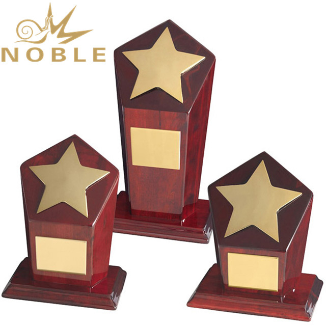 Gold Star Award on Wooden Base