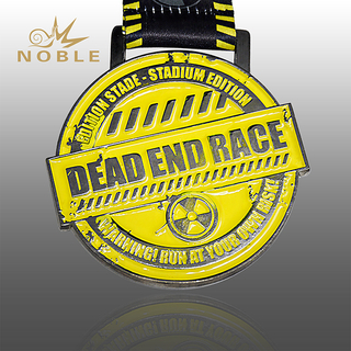 Custom Yellow Colored Metal Medal For Race