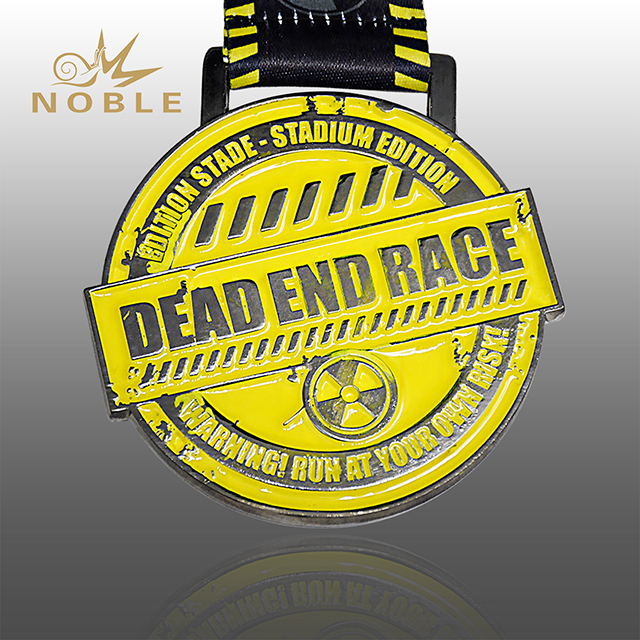 Custom Yellow Colored Metal Medal For Race