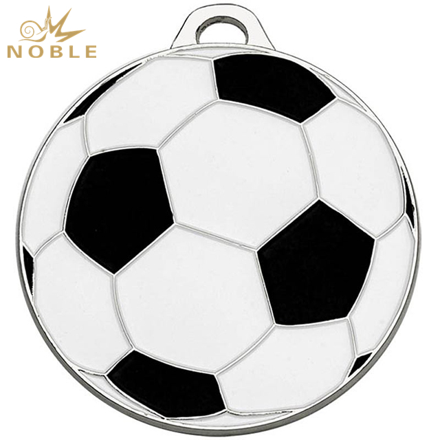 Round Soccer Colored Metal Medal