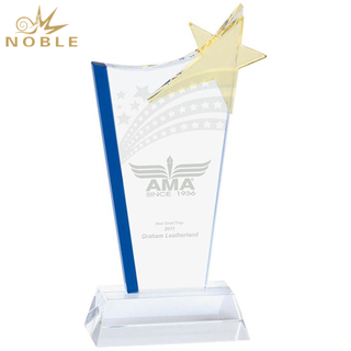 Noble Optical Crystal Trophy With Golden Star