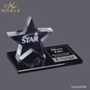 Star Shaped Black Crystal Trophy With Engraved Black Base