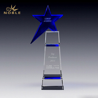 Crystal Trophy with Blue Star