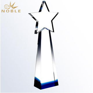 Noble Clear Crystal Star Trophy With Blue Base