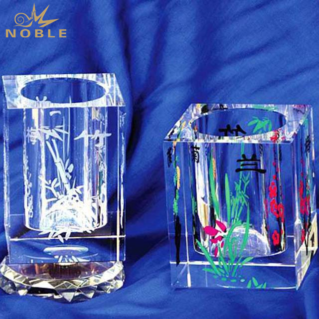 Office Gift Custom Design Crystal Pen Holder