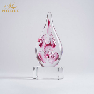 Pink Bubble Art Glass Trophy 