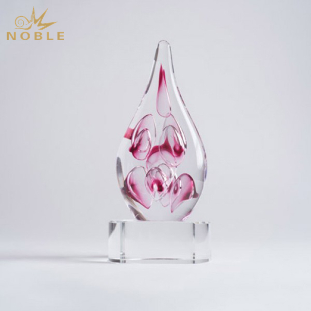Pink Bubble Art Glass Trophy 
