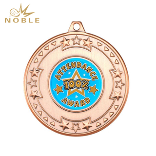 Bronze Attendance Medal with Star Pattern