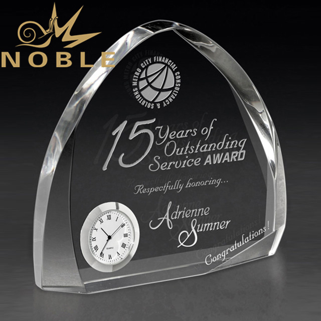 Optical Crystal with Silver Clock
