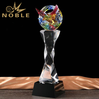 Colorful Eagle Hand Blown Glass Trophy