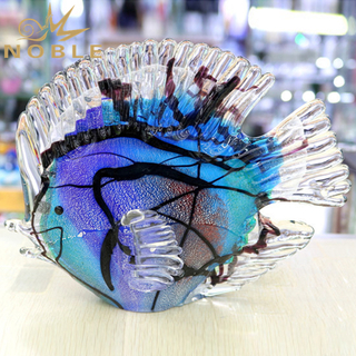 Blue Art Glass Fish Sculpture
