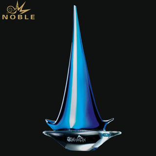 Sailing Award Art Hand Blown Glass Trophy 