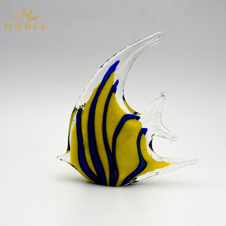 Yellow & Blue Art Glass Fish Sculpture
