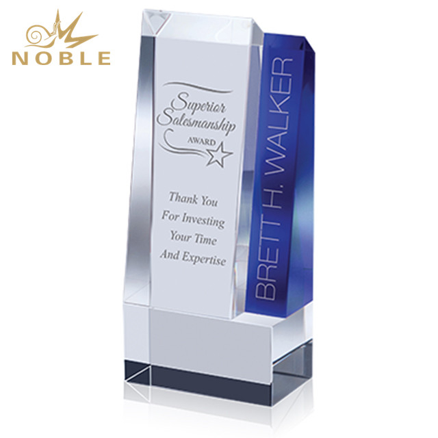 Blue Clear Crystal Corporate Trophy