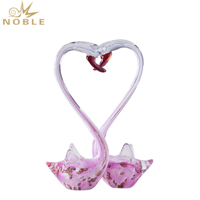 Pink Art Glass Hand Blown Glass Swan As Wedding Gift