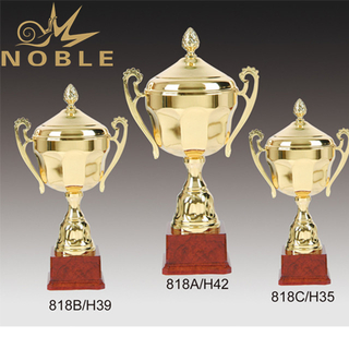 Shiny Gold Metal Cup Trophy with Red Base 