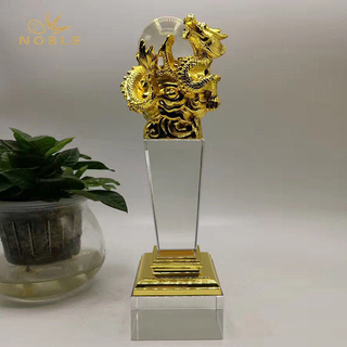 Gold Metal Dragon Trophy Award with Globe